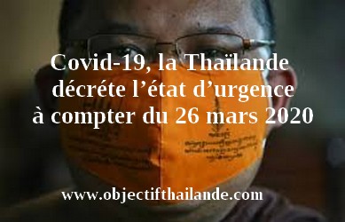 Covid-19, la Thaïlande décrète l’état d’urgence à compter du 26 mars 2020