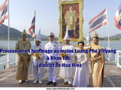 Procession en hommage au moine Luang Pho Viriyang à Khao Tao, district de Hua Hin